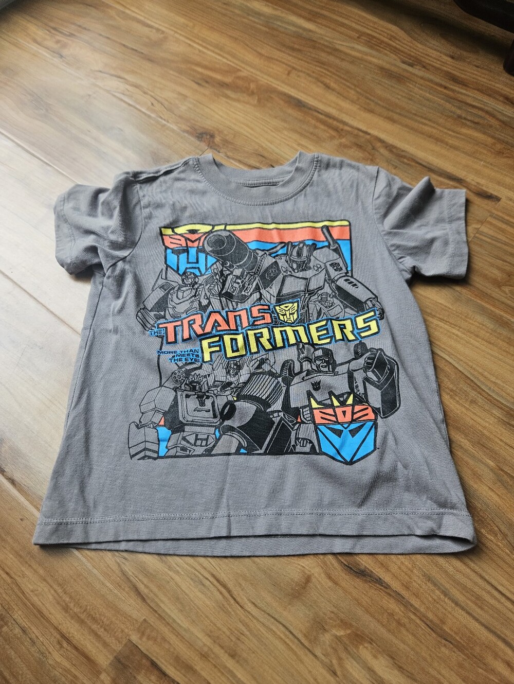 5t Gray Transformers Graphic Tee with Multicolor Print